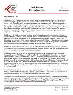 CV for Neil Broom Expert Witness in Computer Forensics Investigations in Minneapolis Minnesota
